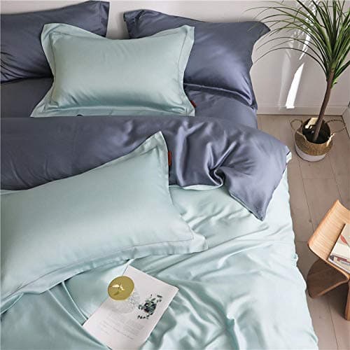 Tencel Bettbezug 4-teilig – leichte Eisseide Sommer-Bettwäsche, einfarbig Fruchtorange, 150 × 200 cm (Quiltkern)