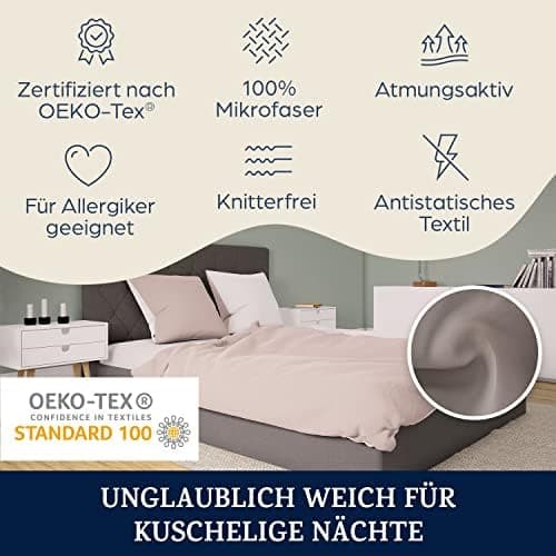 sleepwise Bettwäsche 135x200 Mikrofaser – ÖKO‑TEX zertifiziert, bügelfrei & knitterfrei, 2‑tlg. (inkl. 80x80 cm Kissenbe
