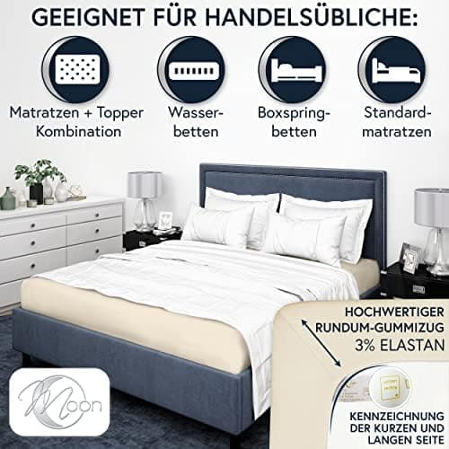MOON-Luxury Spannbettlaken/Spannbetttuch Jersey-Stretch 230 g/m² OEKO-TEX – anthrazit, 90×200–100×220