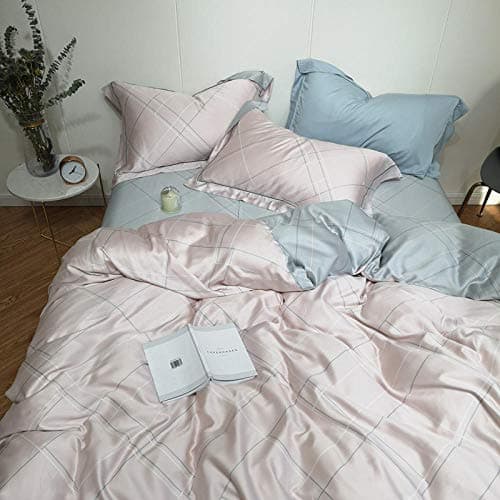 Tencel-Eisseide Bettwäsche-Set (doppelseitig, blau) – 4-teilig, 200×230 cm
