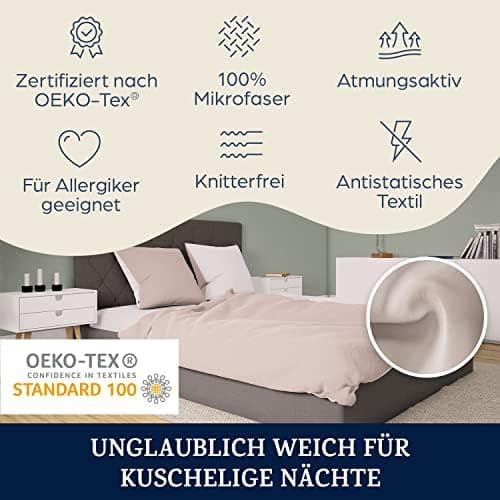 sleepwise Bettwäsche 135x200 Mikrofaser – ÖKO‑TEX zertifiziert, bügelfrei & knitterfrei, 2‑tlg. (inkl. 80x80 cm Kissenbe