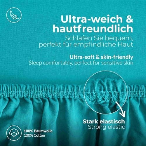 etérea Jersey-Spannbettlaken 80x200 cm Weiß – 100% Baumwolle, OEKO-TEX MADE IN GREEN & STANDARD 100