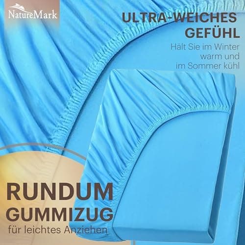 NatureMark Jersey-Spannbettlaken 2er-Pack – 100% Baumwolle, 90 x 200–100 x 200 cm, Creme/Natur