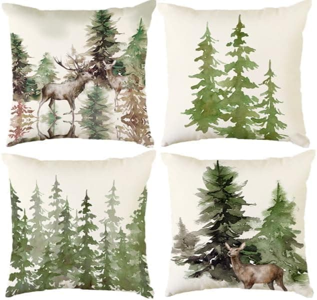 Aitsite 4er-Pack Weihnachts-Kissenbezüge 45 x 45 cm – Winterliche Dekoration für Sofa & Wohnzimmer