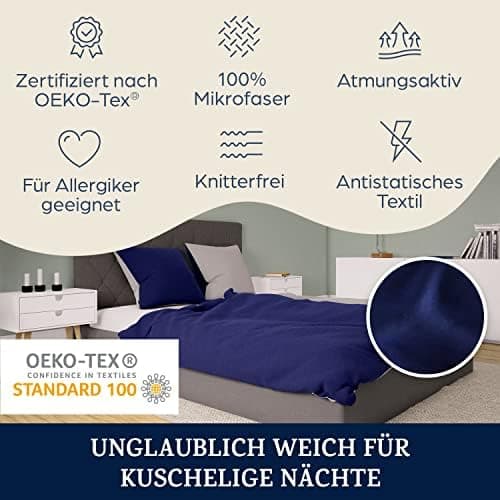 sleepwise Bettwäsche 135x200 Mikrofaser – ÖKO‑TEX zertifiziert, bügelfrei & knitterfrei, 2‑tlg. (inkl. 80x80 cm Kissenbe