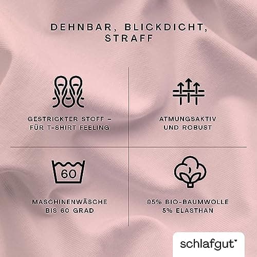 Schlafgut Pure Spannbettlaken 90x200 bis 100x220 cm – 95% Bio-Baumwolle & 5% Elasthan, Oeko-TEX zertifiziert – passend f