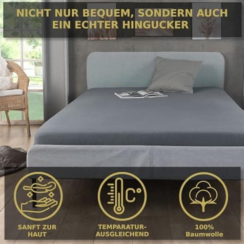 MALIKA® Spannbettlaken 120x200 cm – Jersey-Baumwolle Spannbetttuch, passend für Matratzen bis 28 cm