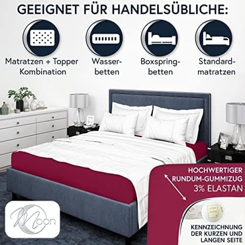 MOON-Luxury Spannbettlaken/Spannbetttuch Jersey-Stretch 230 g/m² OEKO-TEX – anthrazit, 90×200–100×220