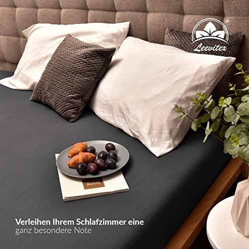 leevitex® Spannbettlaken 180x200–200x200 cm | 100% Jersey-Baumwolle | für Matratzen bis 25 cm