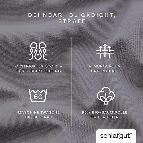 Schlafgut Pure Spannbettlaken 90x200 bis 100x220 cm – 95% Bio-Baumwolle & 5% Elasthan, Oeko-TEX zertifiziert – passend f