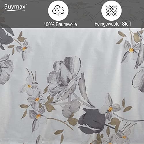 Buymax® Bettwäsche 200x200 3‑teilig (inkl. 2 x 80x80) – 100% Baumwolle Renforcé, OEKO‑TEX STANDARD 100