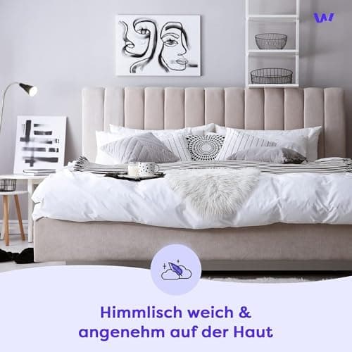 Wolkenfeld Baumwolle-Bettwäsche 135x200 mit Kissenbezug 80x80 – Atmungsaktiv, Hautfreundlich & Pflegeleicht – Hellgrau