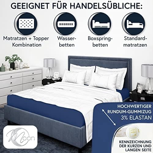 MOON-Luxury Spannbettlaken/Spannbetttuch Jersey-Stretch 230 g/m² OEKO-TEX – anthrazit, 90×200–100×220