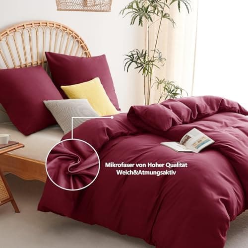 WAVVE Bettwäsche 135x200 – 4‑teiliges Mikrofaser‑Set Anthrazit (inkl. 2×80×80 cm Kissenbezüge) mit Reißverschluss, OEKO‑