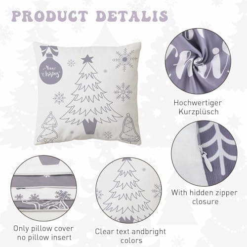 Aitsite 4er-Pack Weihnachts-Kissenbezüge 45 x 45 cm – Winterliche Dekoration für Sofa & Wohnzimmer