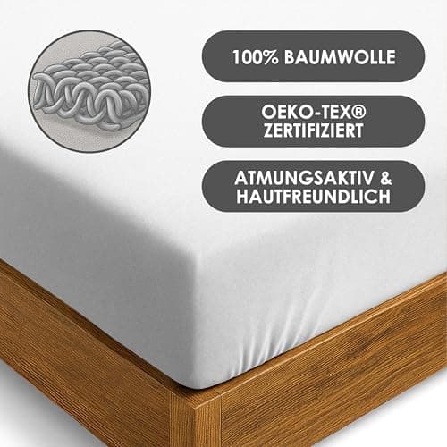 Jersey-Spannbettlaken / Spannbetttuch – 100% Baumwolle, 180x200–200x200 cm