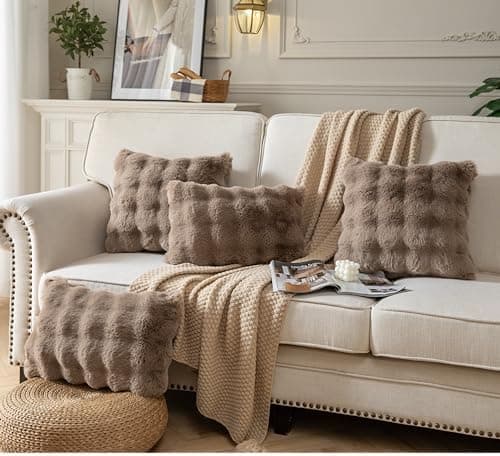 2er‑Set Samt‑Plüsch Kissenbezüge 45x45 cm – Luxus weiche Zierkissenhüllen, Cremeweiß