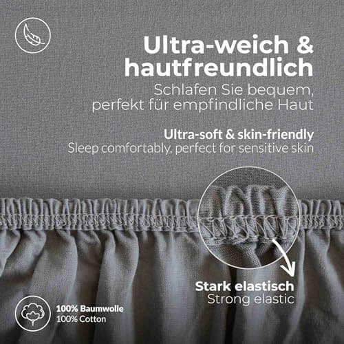 etérea Jersey-Spannbettlaken 80x200 cm Weiß – 100% Baumwolle, OEKO-TEX MADE IN GREEN & STANDARD 100