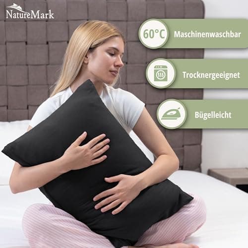 NatureMark Jersey Kissenbezüge – weich & atmungsaktiv, hautfreundlich – 40x40 cm, Anthrazit