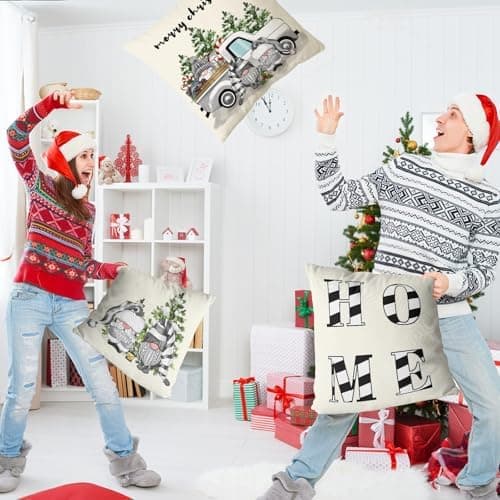 Aitsite 4er-Pack Weihnachts-Kissenbezüge 45 x 45 cm – Winterliche Dekoration für Sofa & Wohnzimmer