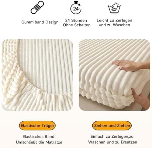 Premium Plüsch-Spannbettlaken 120x200 cm (für Matratzhöhe 5–28 cm) – weich & hautfreundlich, inkl. Kissenbezug-Paar