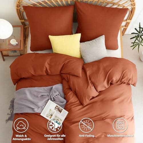 WAVVE Bettwäsche 135x200 – 4‑teiliges Mikrofaser‑Set Anthrazit (inkl. 2×80×80 cm Kissenbezüge) mit Reißverschluss, OEKO‑