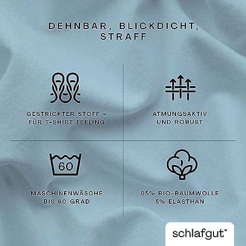 Schlafgut Pure Spannbettlaken 90x200 bis 100x220 cm – 95% Bio-Baumwolle & 5% Elasthan, Oeko-TEX zertifiziert – passend f