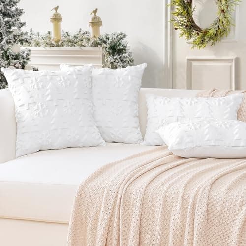 Artscope 2er-Set Kissenbezüge (40x40 cm) – weicher Kurzplüsch Wollsamt, Schneeflocke Creme Beige