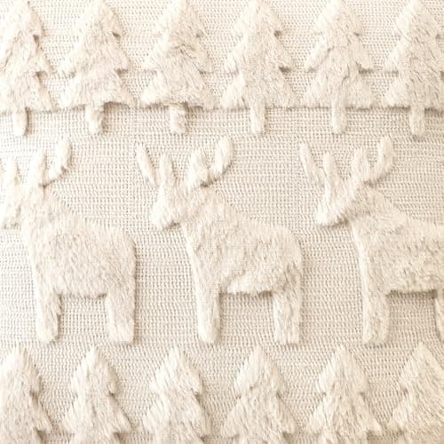 Artscope 2er-Set Kissenbezüge (40x40 cm) – weicher Kurzplüsch Wollsamt, Schneeflocke Creme Beige