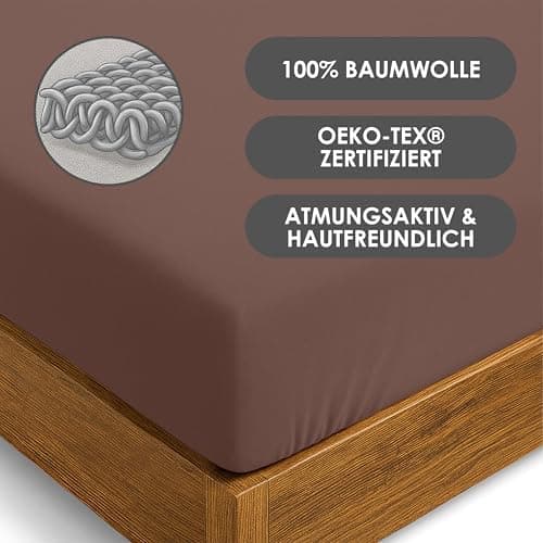 Jersey-Spannbettlaken / Spannbetttuch – 100% Baumwolle, 180x200–200x200 cm