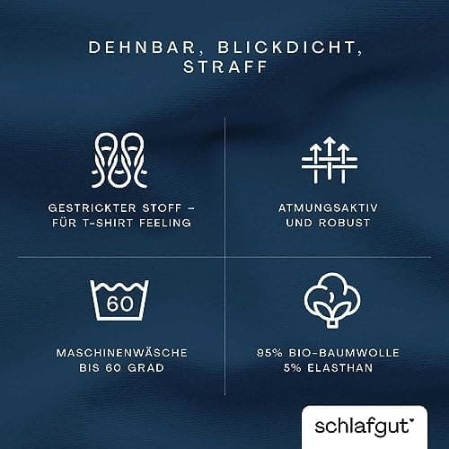 Schlafgut Pure Spannbettlaken 90x200 bis 100x220 cm – 95% Bio-Baumwolle & 5% Elasthan, Oeko-TEX zertifiziert – passend f