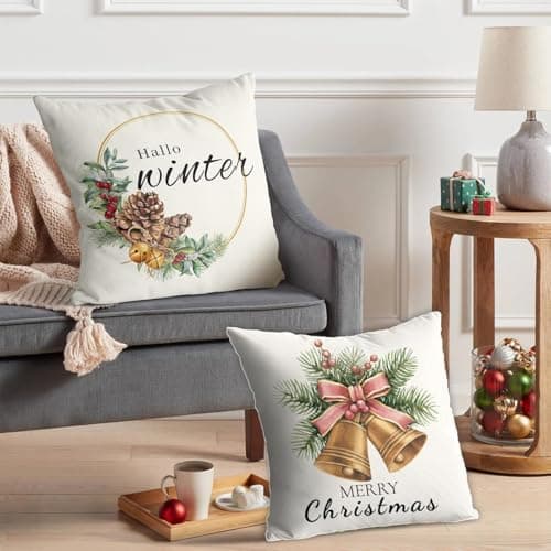 Aitsite 4er-Pack Weihnachts-Kissenbezüge 45 x 45 cm – Winterliche Dekoration für Sofa & Wohnzimmer