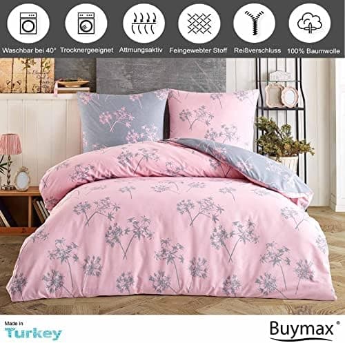 Buymax® Bettwäsche 200x200 3‑teilig (inkl. 2 x 80x80) – 100% Baumwolle Renforcé, OEKO‑TEX STANDARD 100