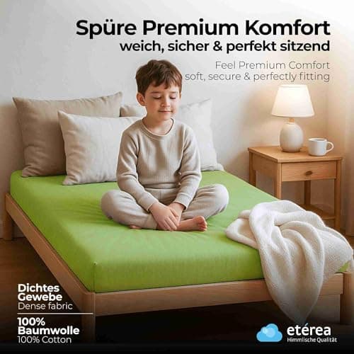 etérea Jersey-Spannbettlaken 80x200 cm Weiß – 100% Baumwolle, OEKO-TEX MADE IN GREEN & STANDARD 100