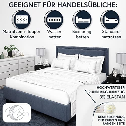 MOON-Luxury Spannbettlaken/Spannbetttuch Jersey-Stretch 230 g/m² OEKO-TEX – anthrazit, 90×200–100×220