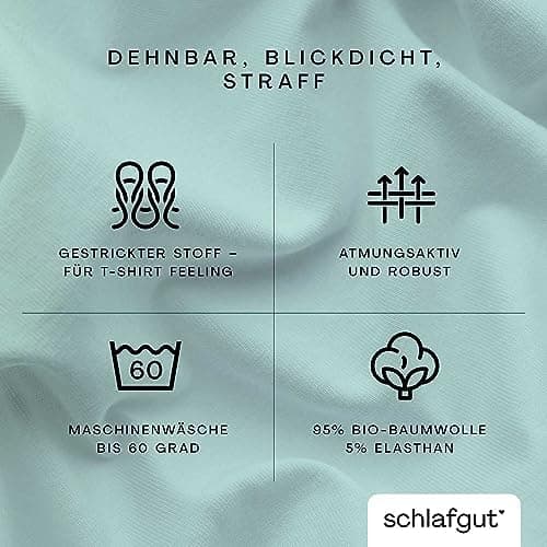 Schlafgut Pure Spannbettlaken 90x200 bis 100x220 cm – 95% Bio-Baumwolle & 5% Elasthan, Oeko-TEX zertifiziert – passend f