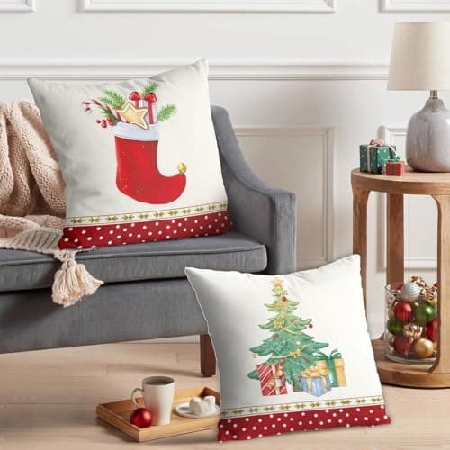 Aitsite 4er-Pack Weihnachts-Kissenbezüge 45 x 45 cm – Winterliche Dekoration für Sofa & Wohnzimmer