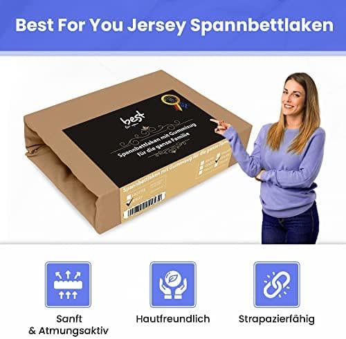 Best for Kids Spannbettlaken 100% Baumwolle Jersey – 90 x 200 cm (Beige), 22 Farben & 9 Größen