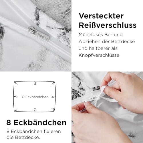 BEDSURE Bettwäsche-Set 135x200 (4-teilig) – Wendebettwäsche OEKO-TEX STANDARD 100 mit Reißverschluss, 2×80x80 Kissenbezü