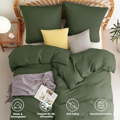 WAVVE Bettwäsche 135x200 – 4‑teiliges Mikrofaser‑Set Anthrazit (inkl. 2×80×80 cm Kissenbezüge) mit Reißverschluss, OEKO‑