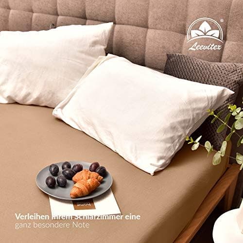 leevitex® Spannbettlaken 180x200–200x200 cm | 100% Jersey-Baumwolle | für Matratzen bis 25 cm
