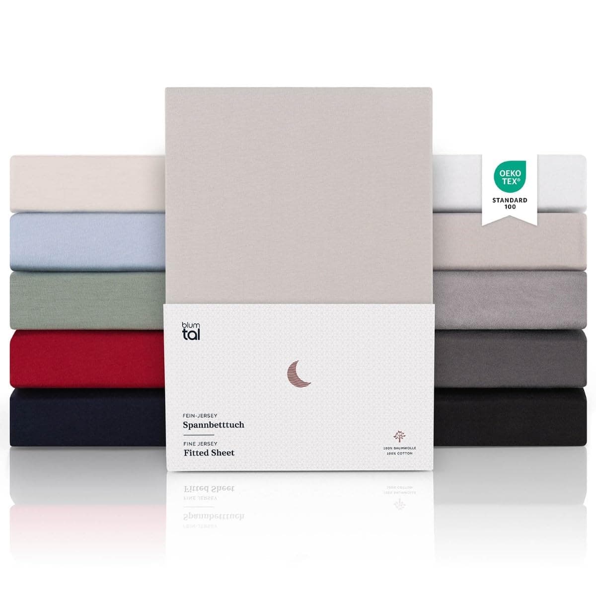 Blumtal® Premium Spannbettlaken 90x200 cm – 100% Baumwolle Jersey, OEKO-TEX zertifiziert, passend für Matratzen bis 25 c