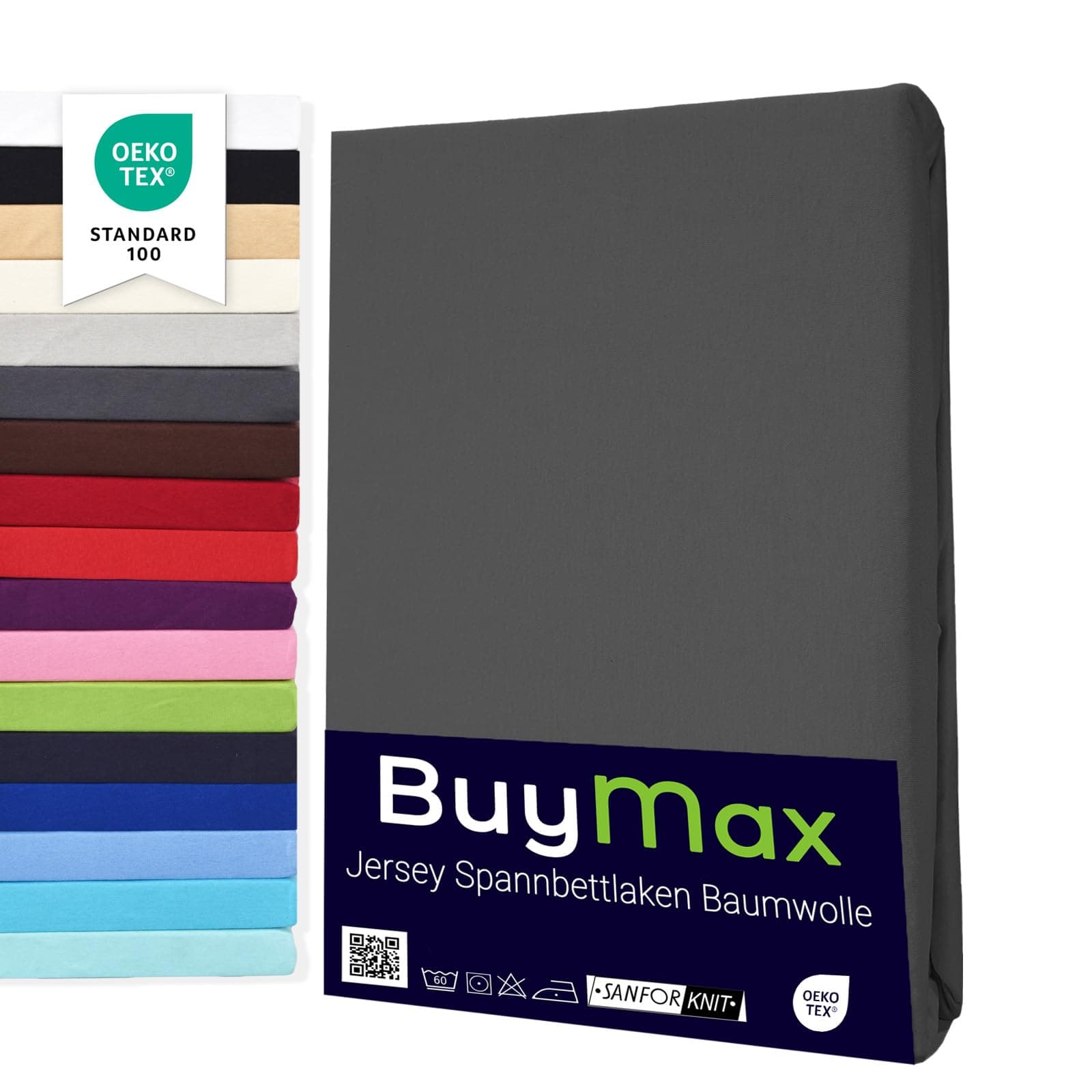 Buymax® Spannbettlaken Jersey – 100% Baumwolle – 120x200 cm, passend für Matratzen bis 25 cm