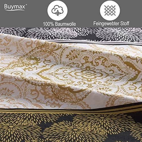 Buymax® Bettwäsche 200x200 3‑teilig (inkl. 2 x 80x80) – 100% Baumwolle Renforcé, OEKO‑TEX STANDARD 100