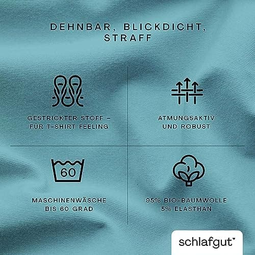 Schlafgut Pure Spannbettlaken 90x200 bis 100x220 cm – 95% Bio-Baumwolle & 5% Elasthan, Oeko-TEX zertifiziert – passend f