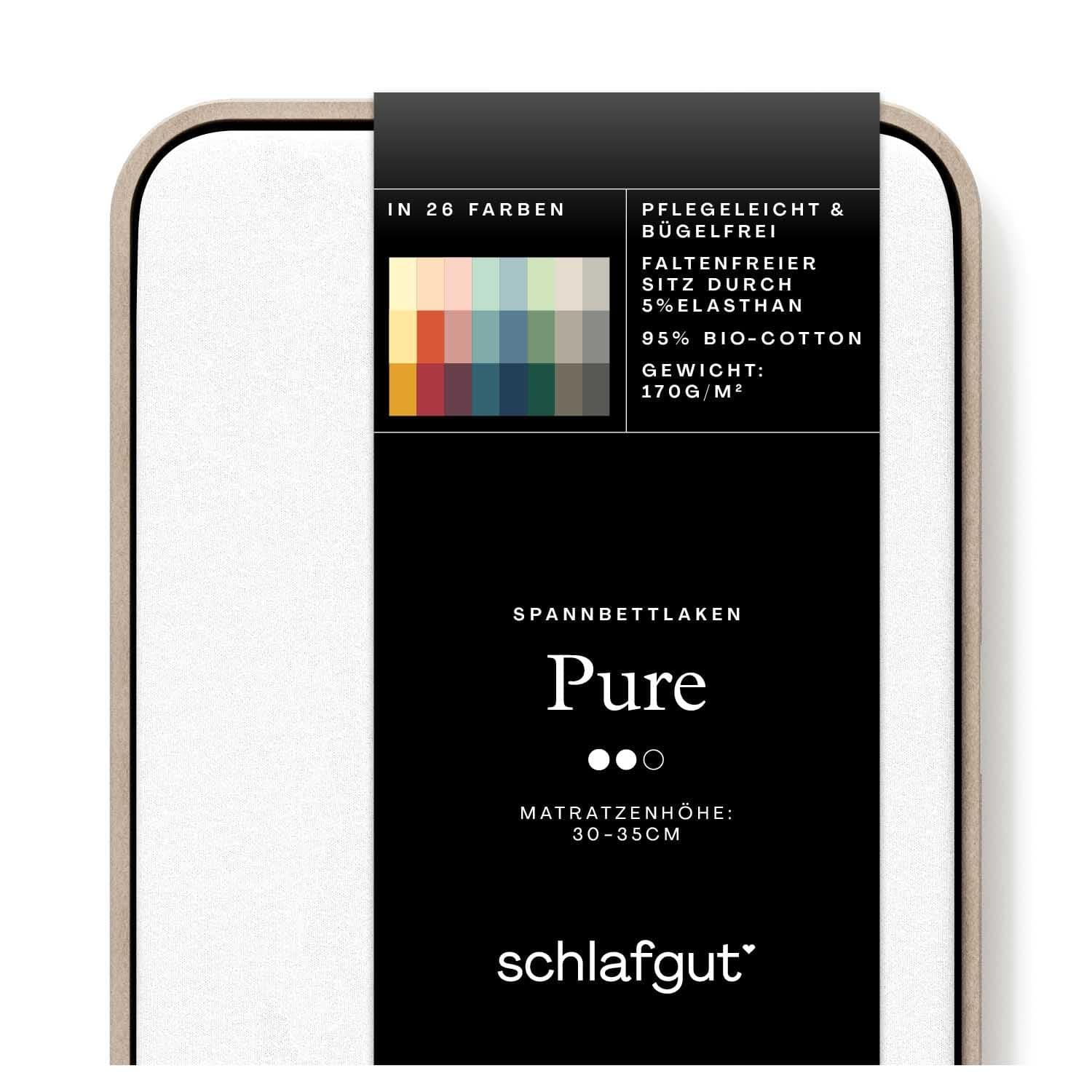 Schlafgut Pure Spannbettlaken 90x200 bis 100x220 cm – 95% Bio-Baumwolle & 5% Elasthan, Oeko-TEX zertifiziert – passend f