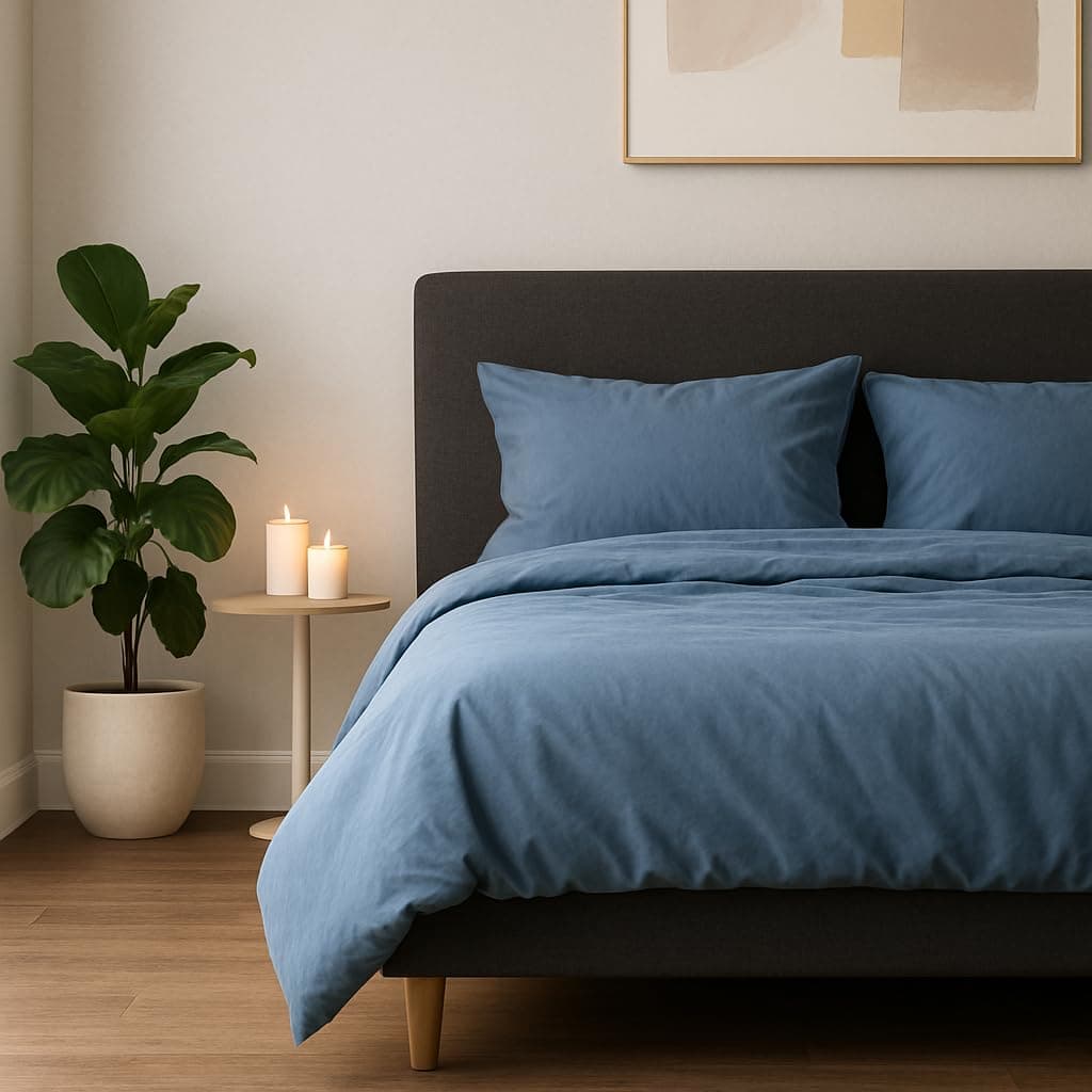Bettwäsche 155x220 Baumwolle Jeans Blau – 2-teilig mit Reißverschluss, Bettbezug 155x220 + Kissenbezug 80x80