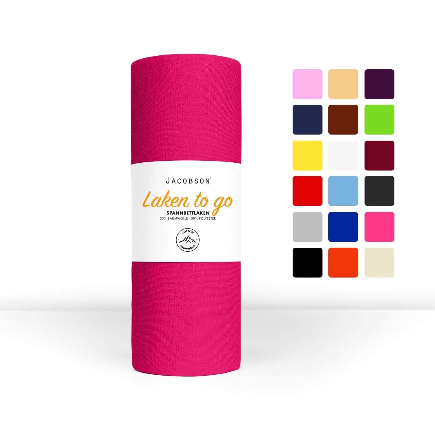 Jacobson Laken to GO Jersey-Spannbettlaken – 50% Baumwolle / 50% Polyester – 140x200–160x200 cm (1er Set), Pink