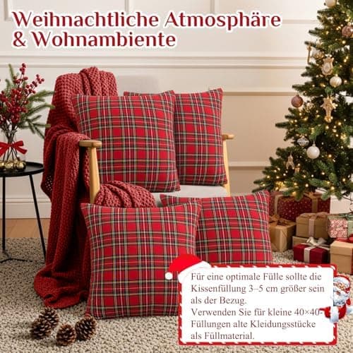 Kissenbezug Weihnachten 2er Set kariert 45×45 cm