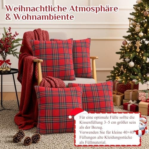 Kissenbezug Weihnachten 2er Set kariert 45×45 cm